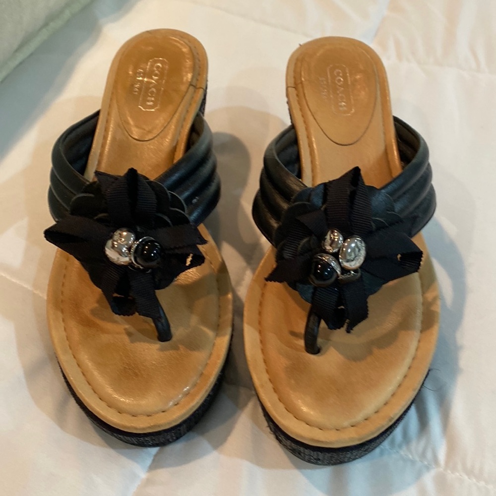 Coach Jainis Sequin Wedges Size 6